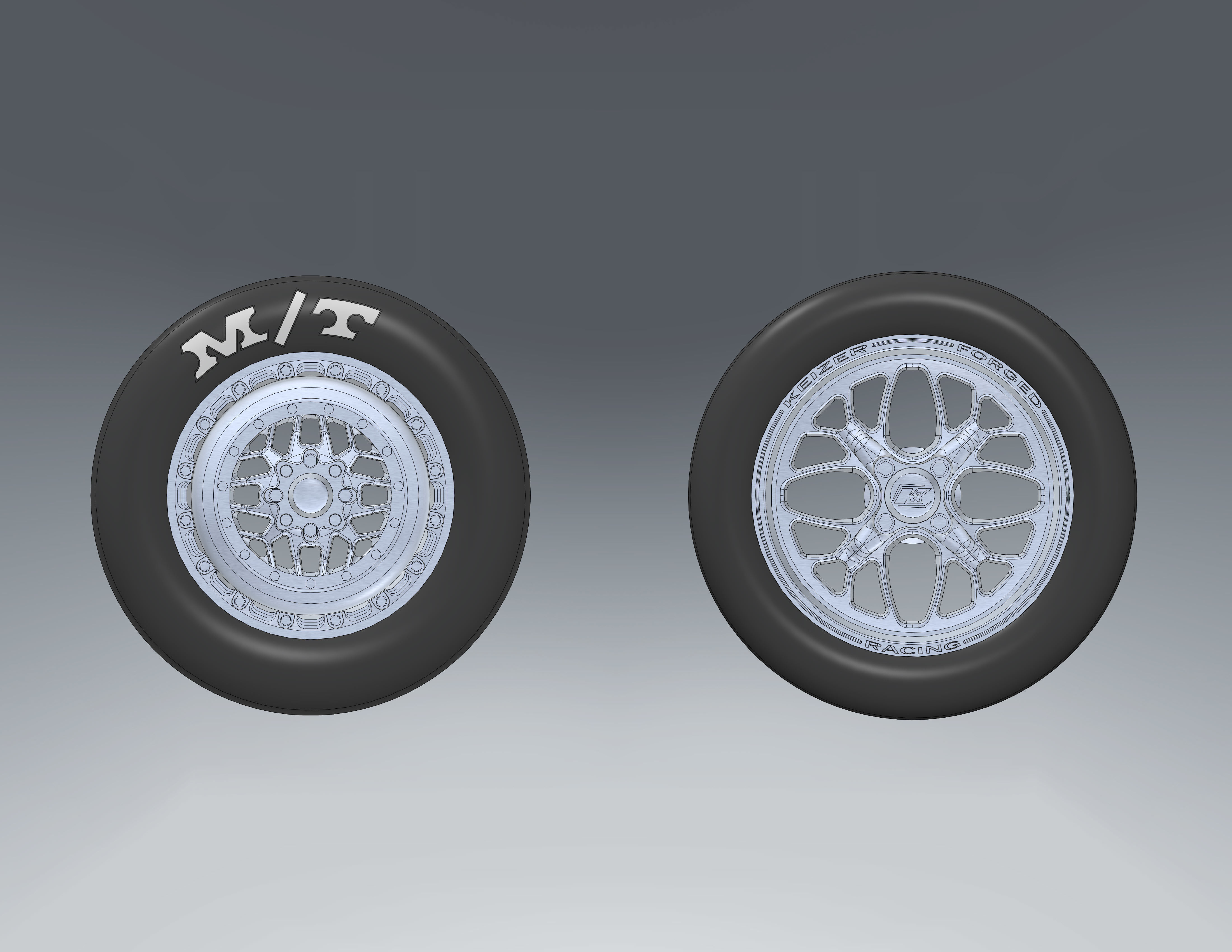 Set of wheel KEIZER Slepen for scale model of dragster 3D print model_5