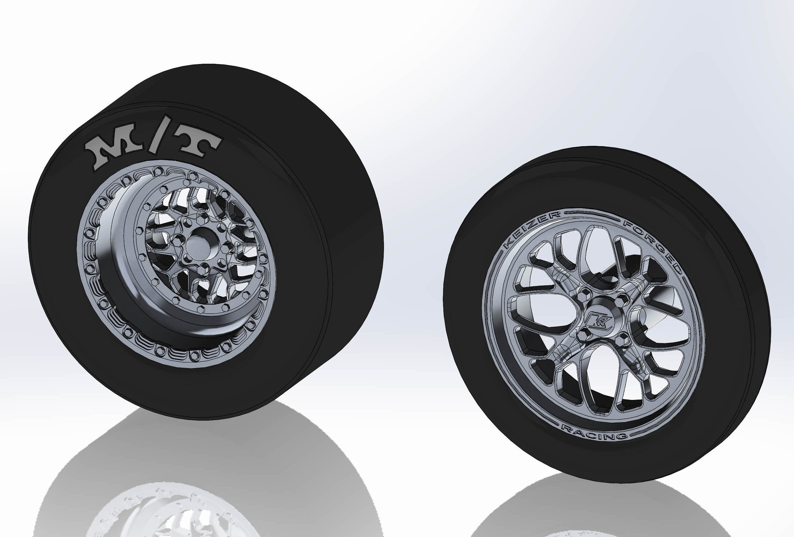 Set of wheel KEIZER Slepen for scale model of dragster 3D print model_1