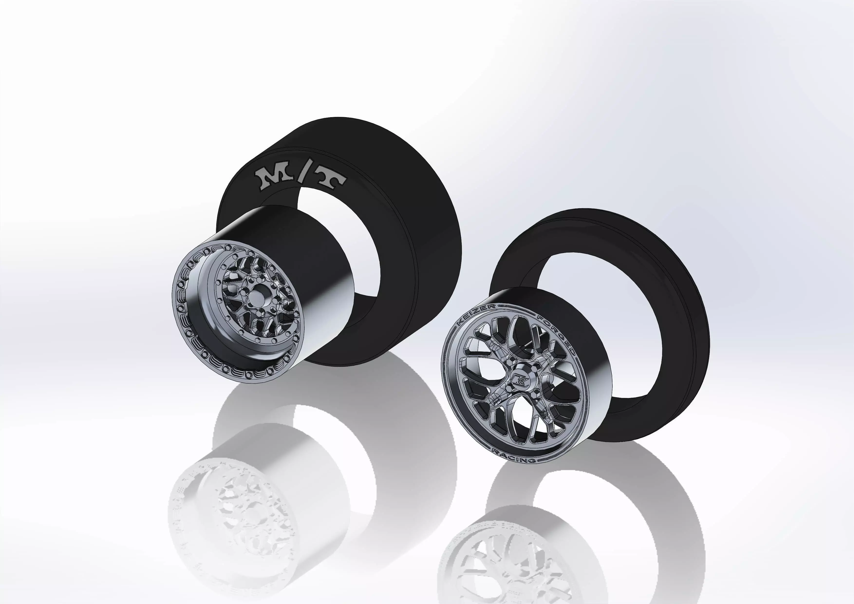 Set of wheel KEIZER Slepen for scale model of dragster 3D print model_0