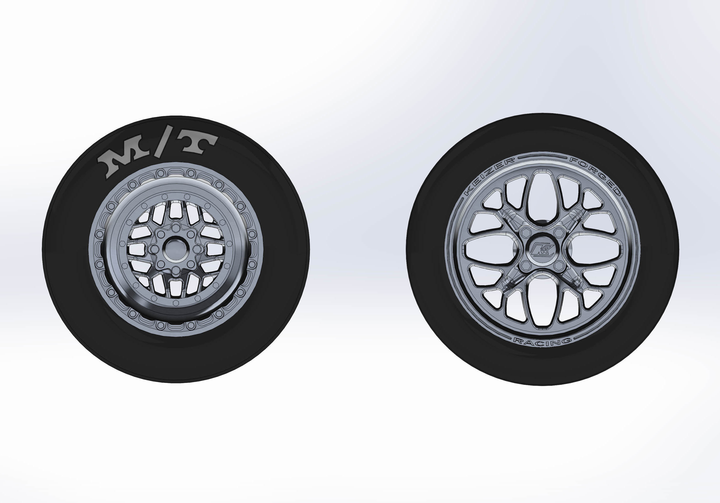 Set of wheel KEIZER Slepen for scale model of dragster 3D print model_2