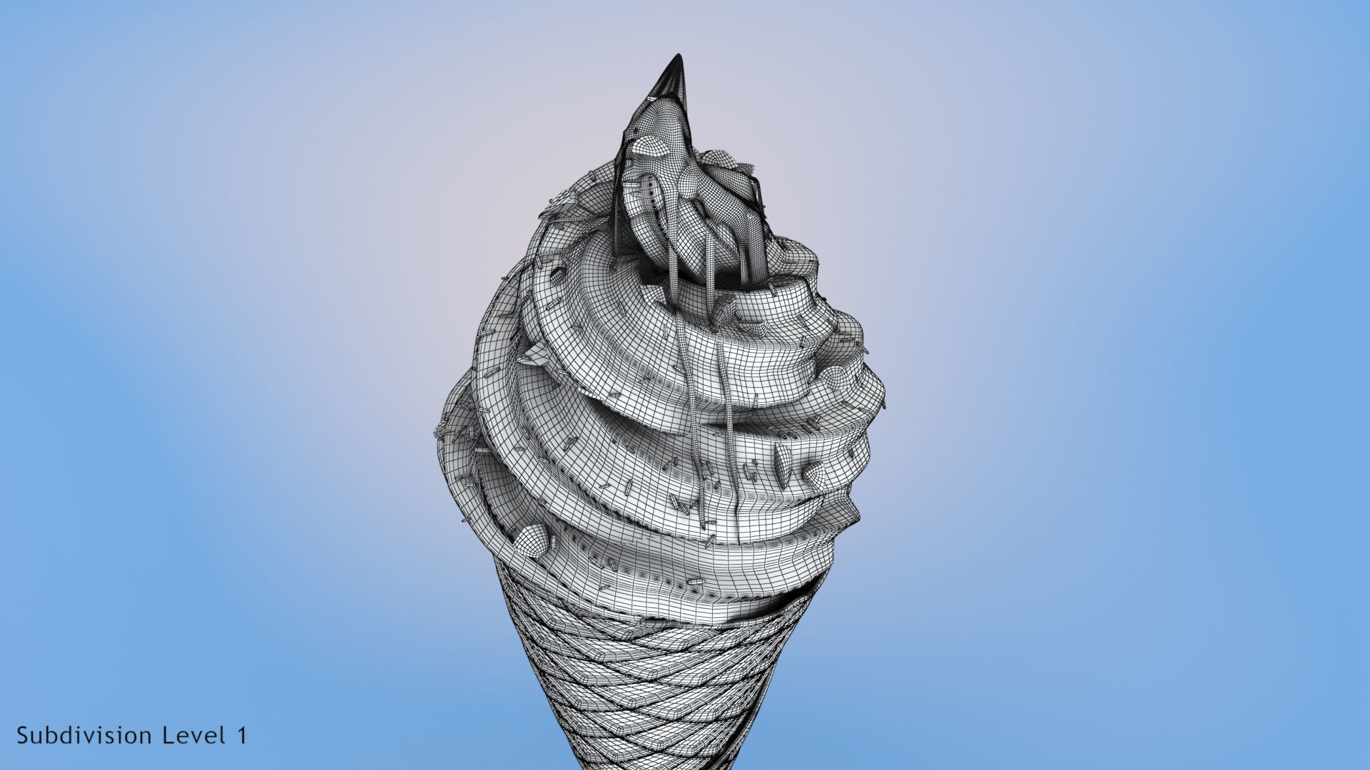 Chocolate Ice Cream Low-poly 3D model_13