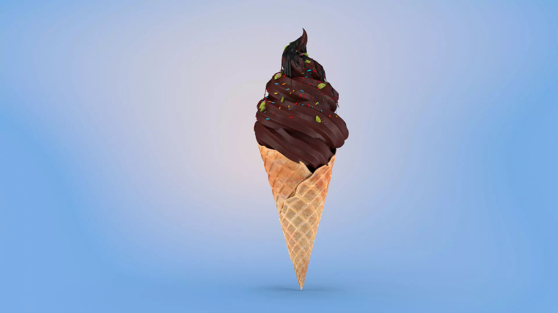 Chocolate Ice Cream Low-poly 3D model_0
