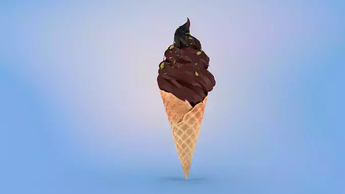 Chocolate Ice Cream Low-poly 3D model