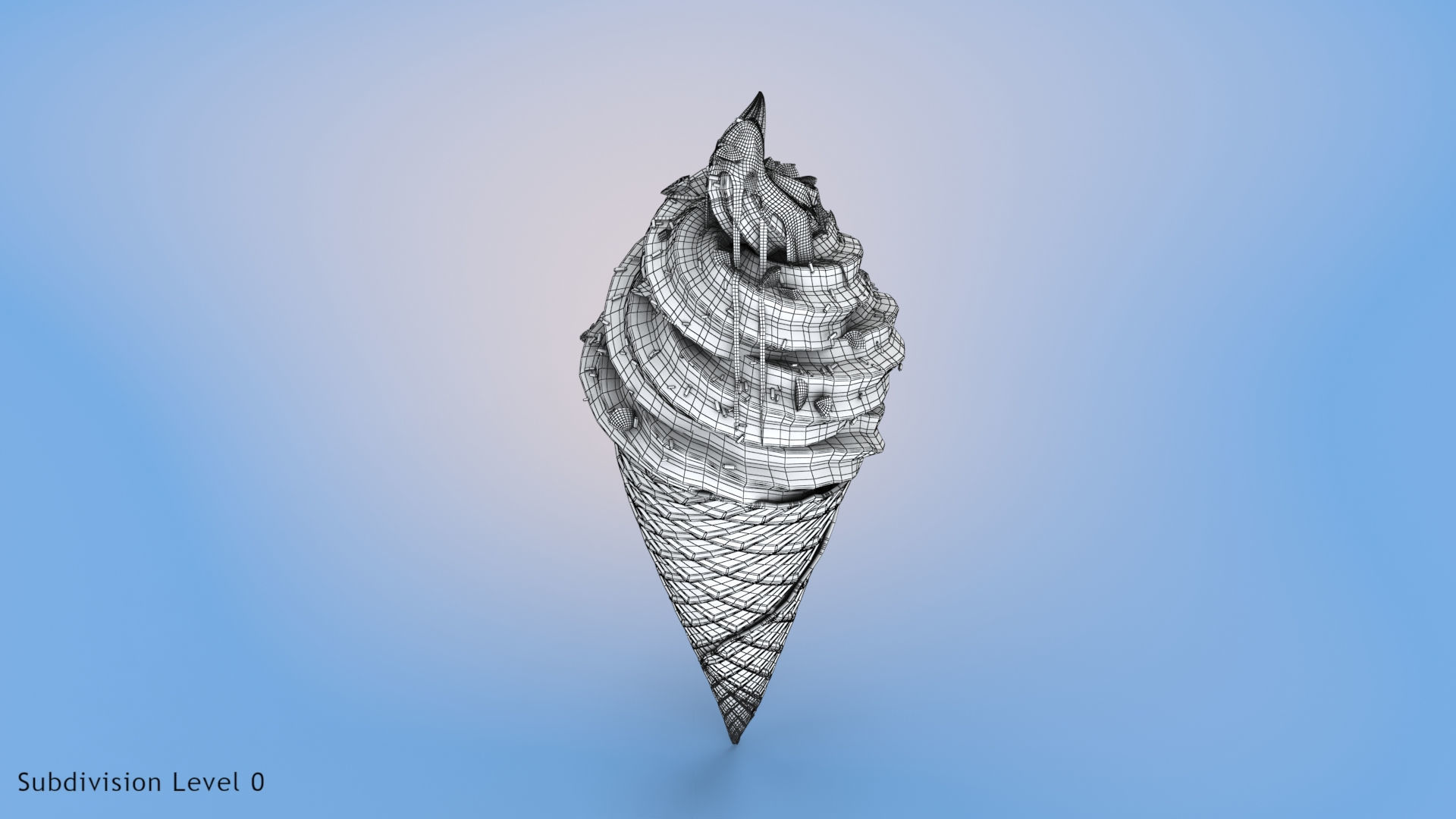 Chocolate Ice Cream Low-poly 3D model_10