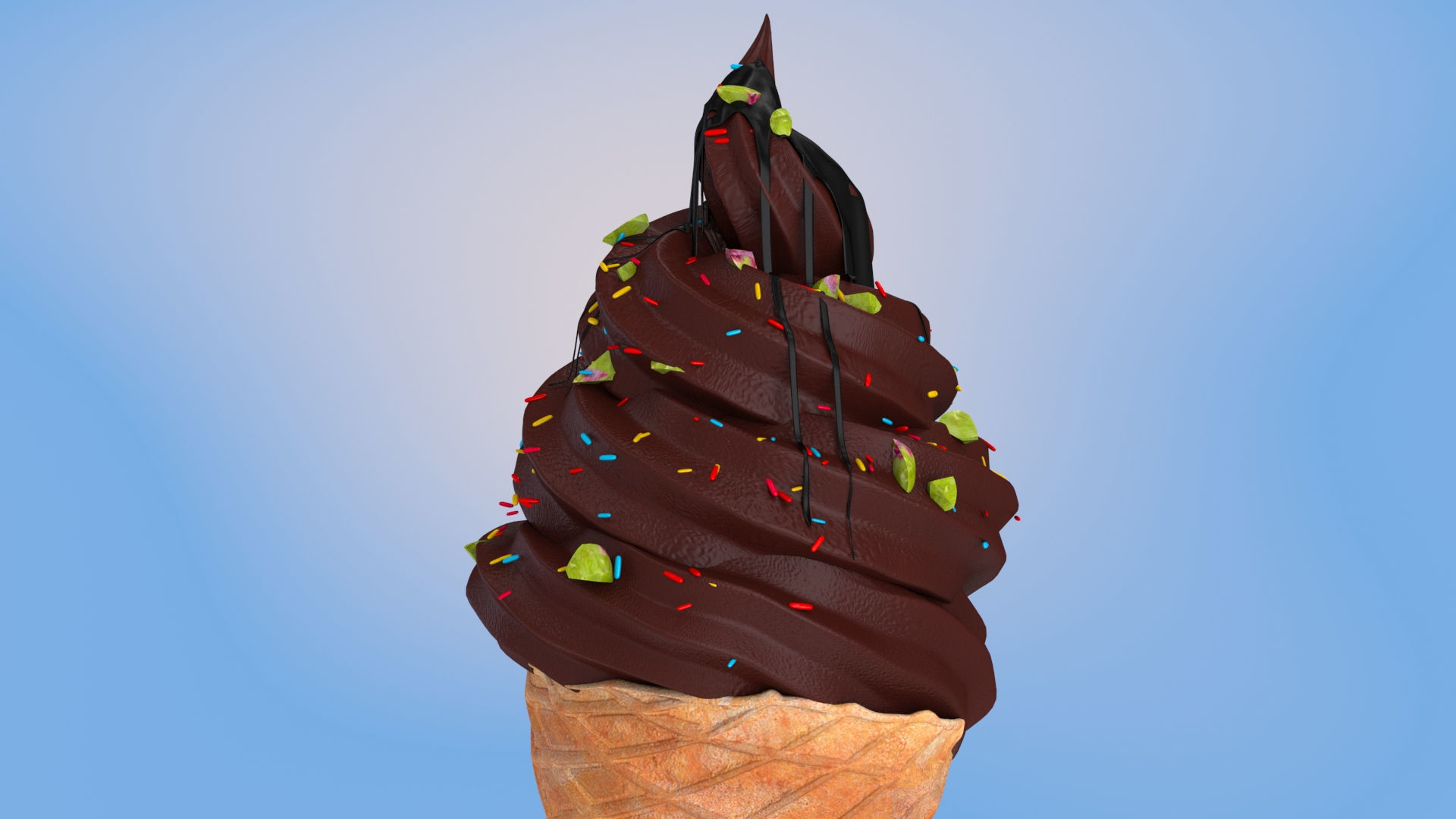 Chocolate Ice Cream Low-poly 3D model_5