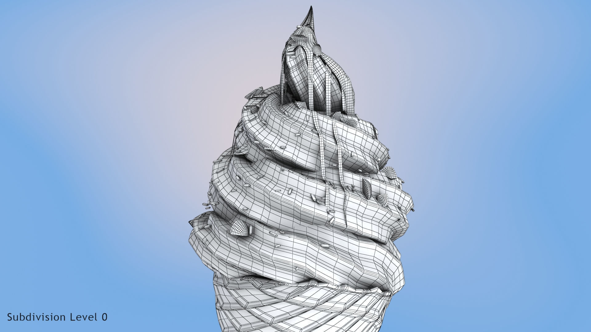 Chocolate Ice Cream Low-poly 3D model_16