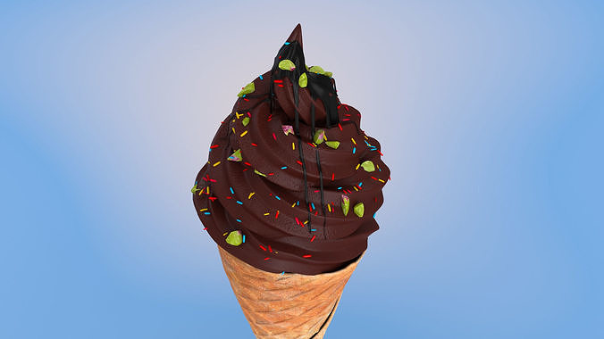 Chocolate Ice Cream Low-poly 3D model 5