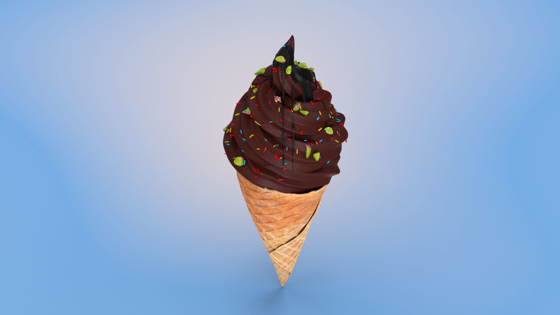 Chocolate Ice Cream Low-poly 3D model_3
