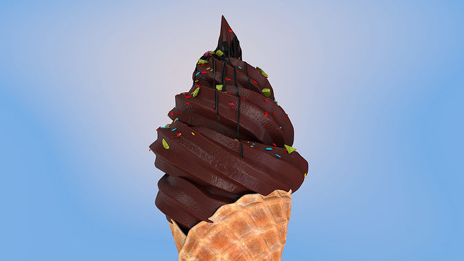 Chocolate Ice Cream Low-poly 3D model 3