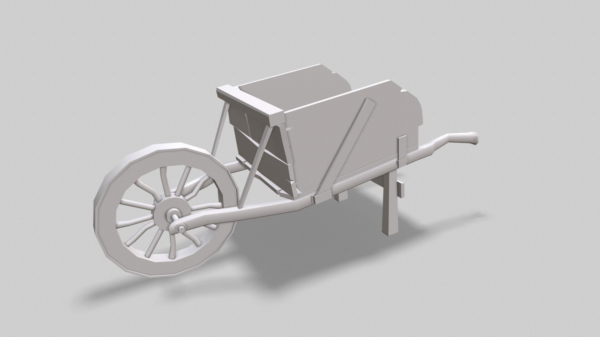 Low poly stylized wood cart with handpainted textures Low-poly 3D model_14