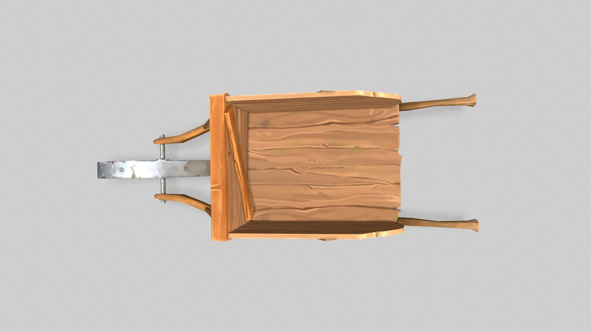 Low poly stylized wood cart with handpainted textures Low-poly 3D model_8