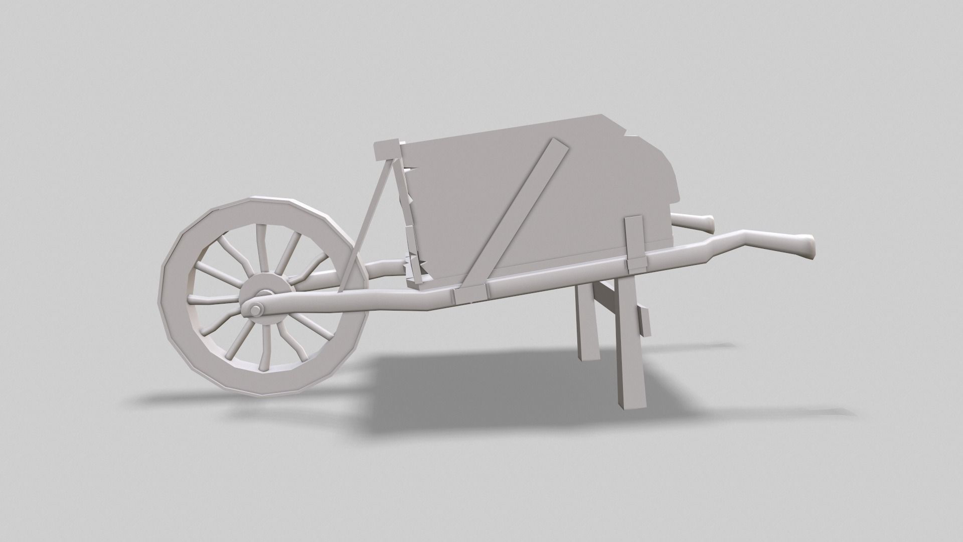 Low poly stylized wood cart with handpainted textures Low-poly 3D model_15