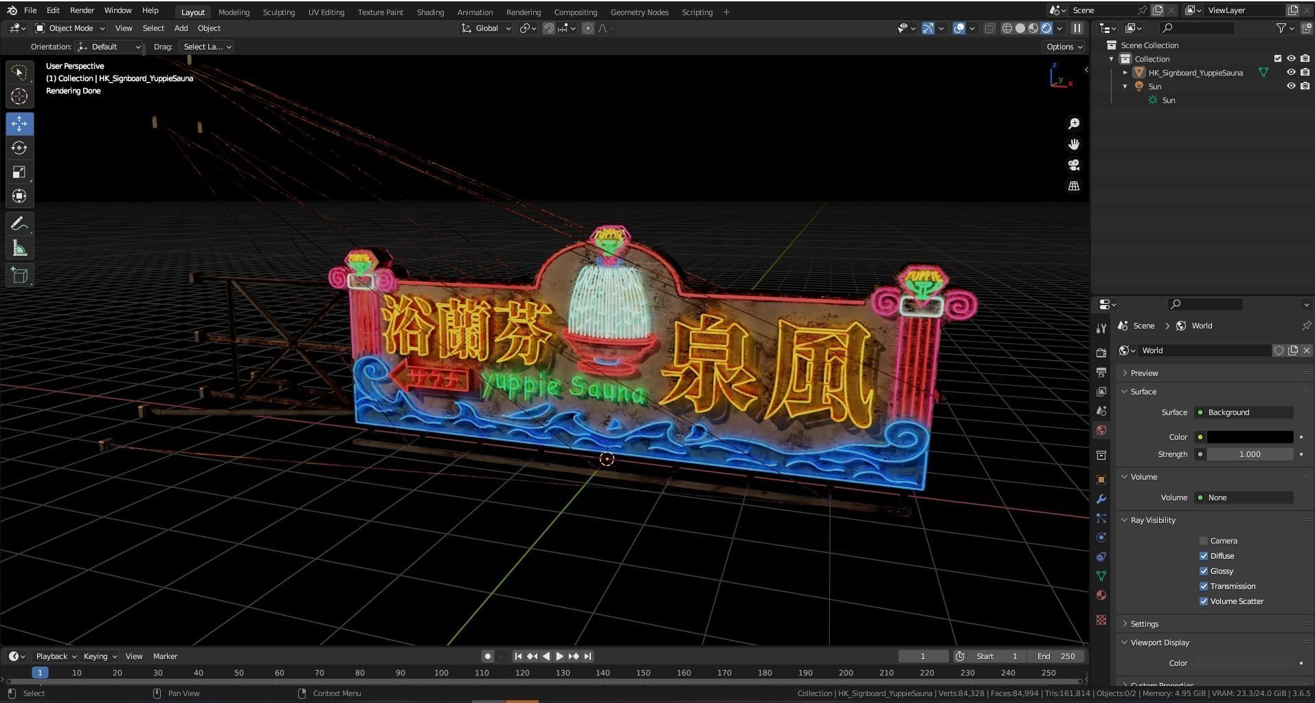 Hong Kong Neon Sign Yuppie Sauna 3D model_5