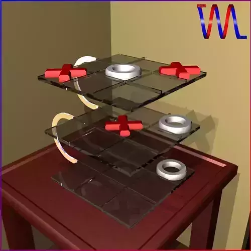 3D Tic-Tac-Toe game board with squares Low-poly 3D model