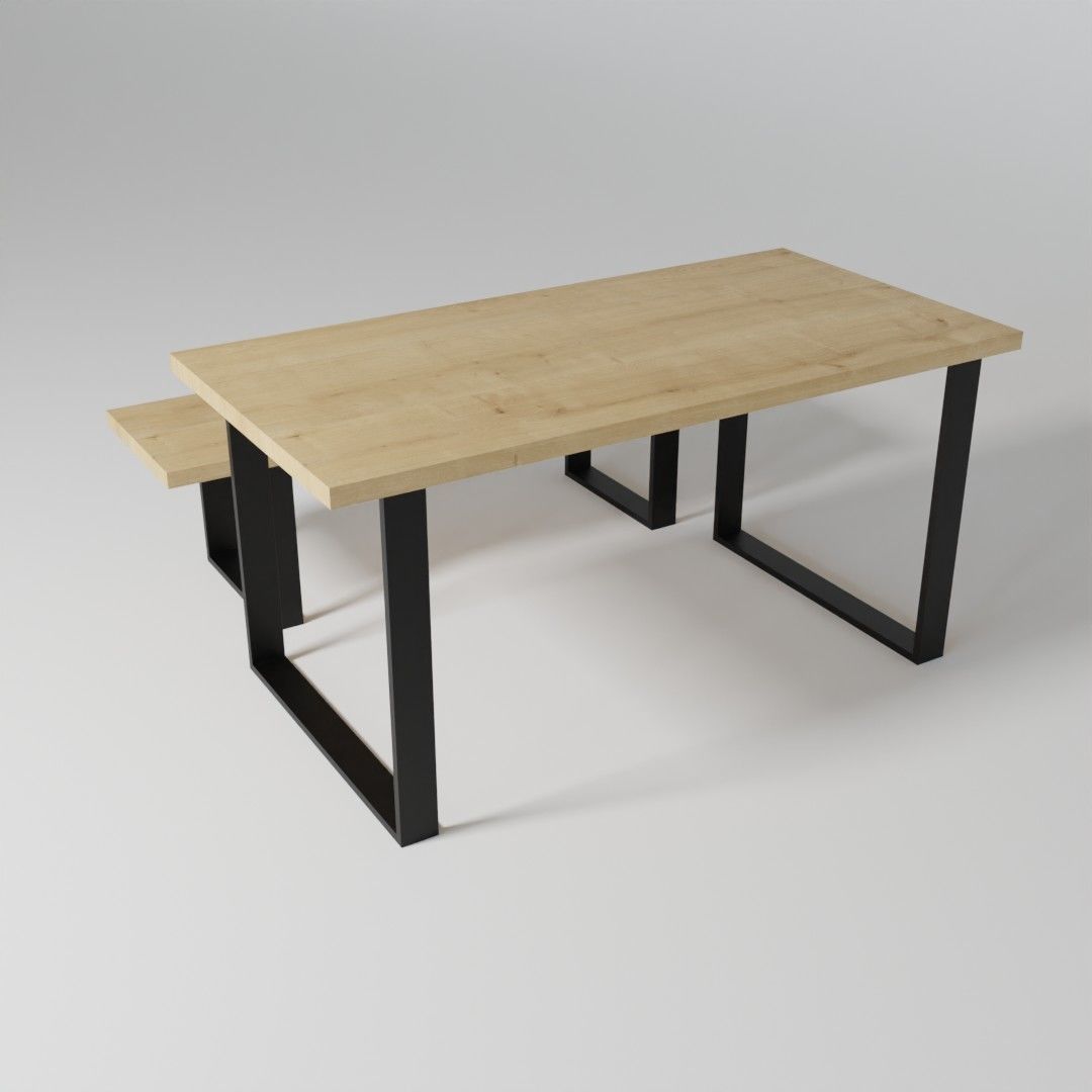 Colection of dining tables with bench 3D model_10