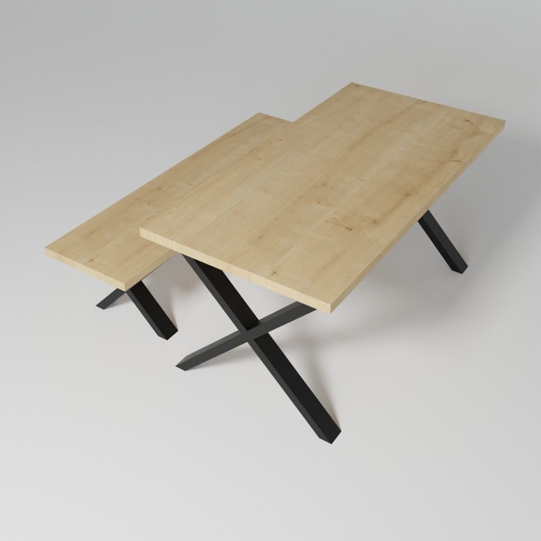 Colection of dining tables with bench 3D model_1