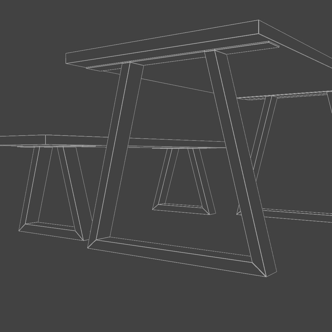 Colection of dining tables with bench 3D model_15