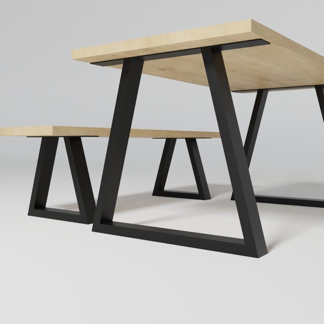 Colection of dining tables with bench 3D model_7