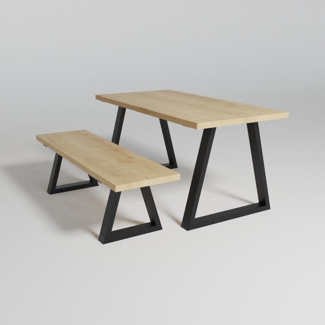 Colection of dining tables with bench 3D model_8