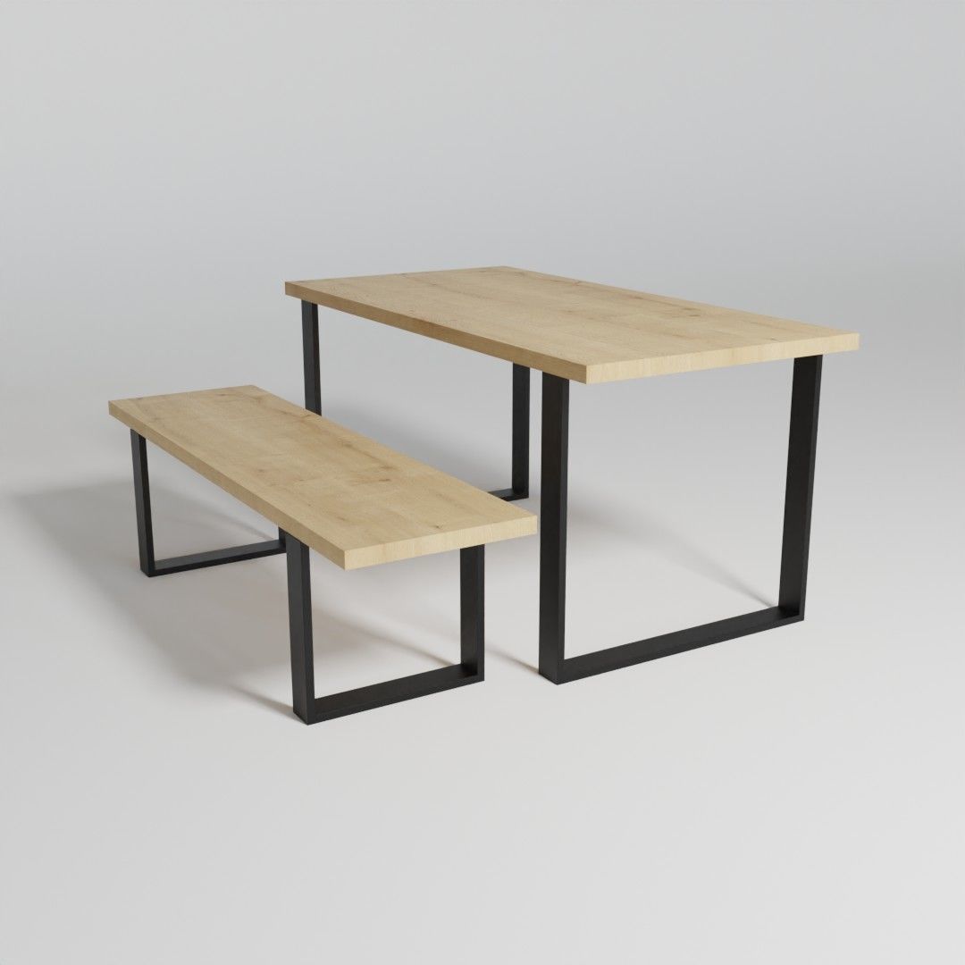 Colection of dining tables with bench 3D model_12