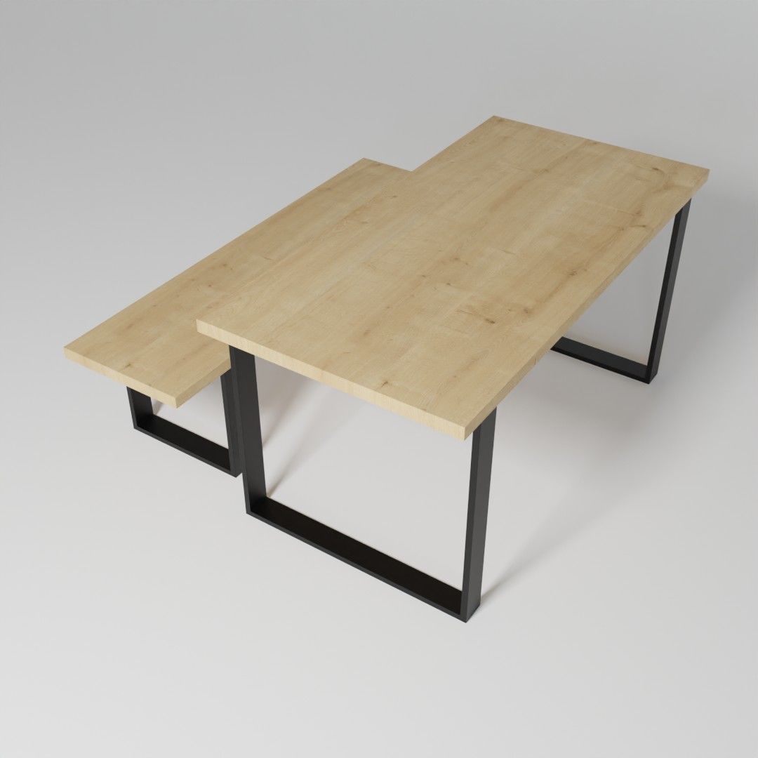 Colection of dining tables with bench 3D model_9