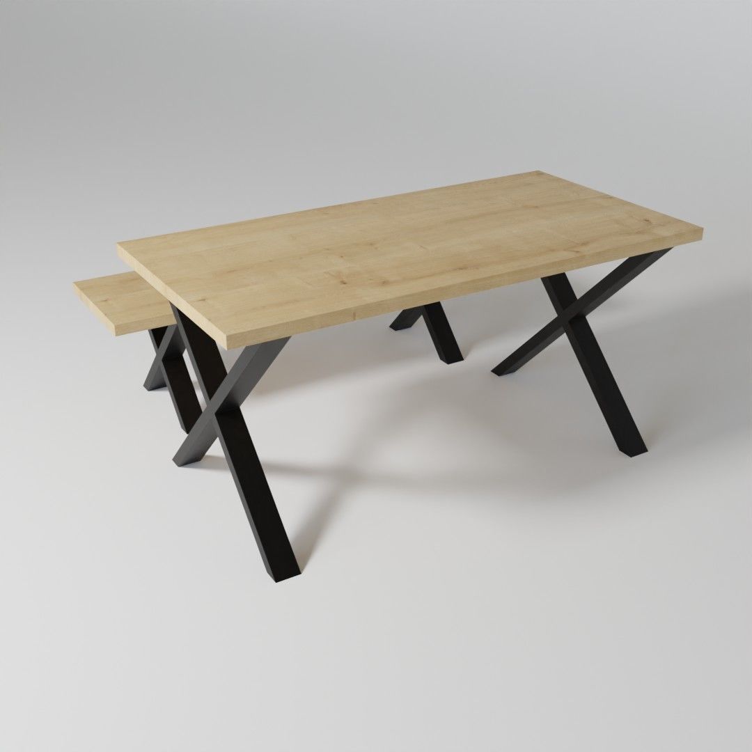 Colection of dining tables with bench 3D model_2