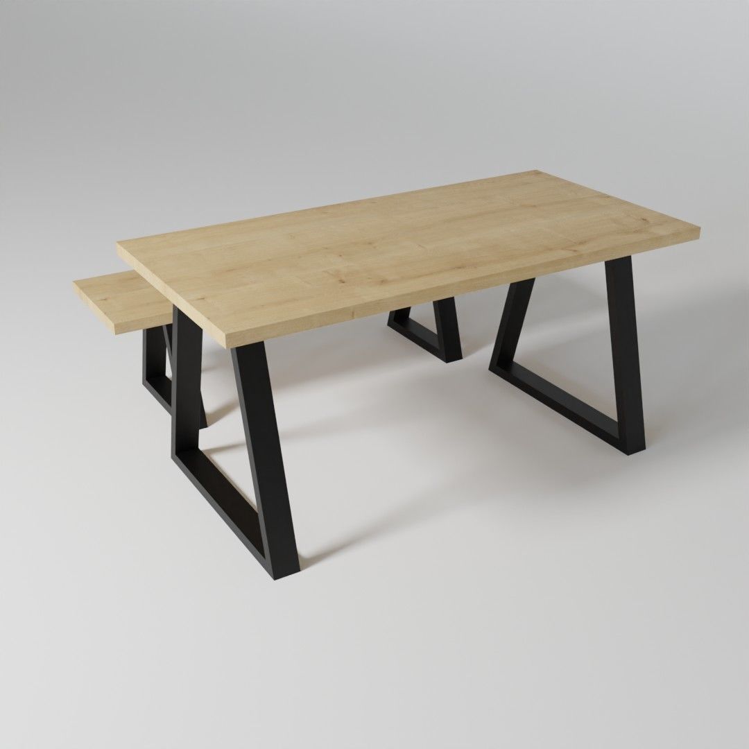 Colection of dining tables with bench 3D model_6
