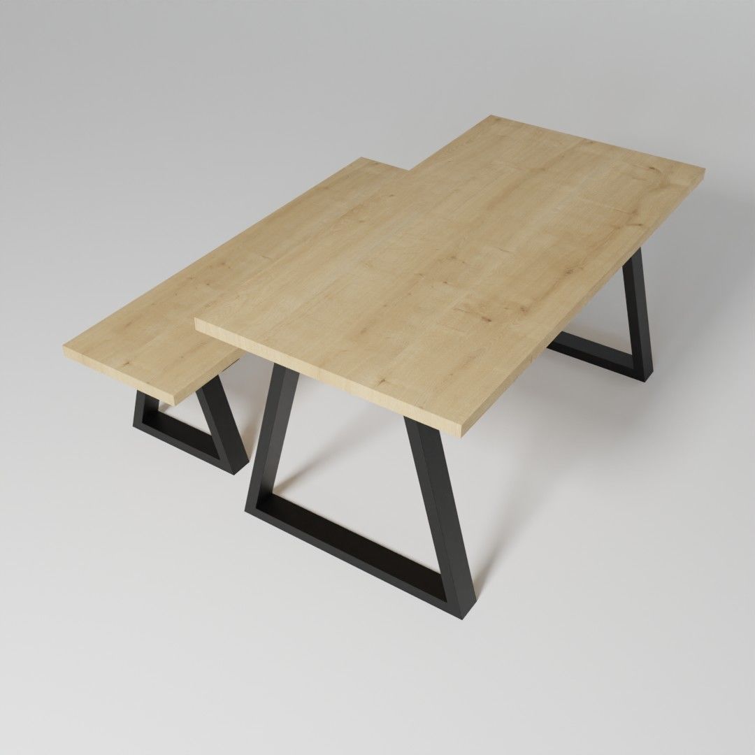 Colection of dining tables with bench 3D model_5