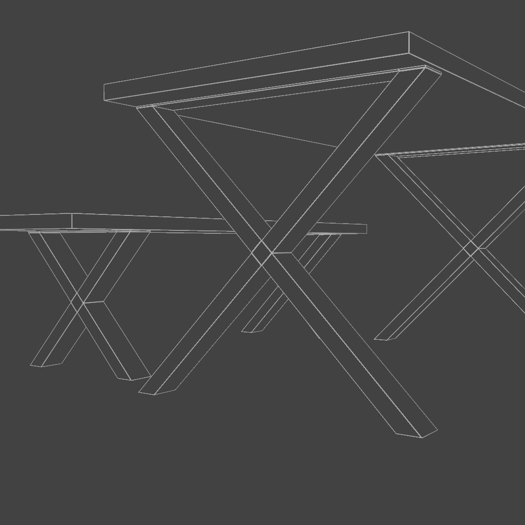 Colection of dining tables with bench 3D model_13