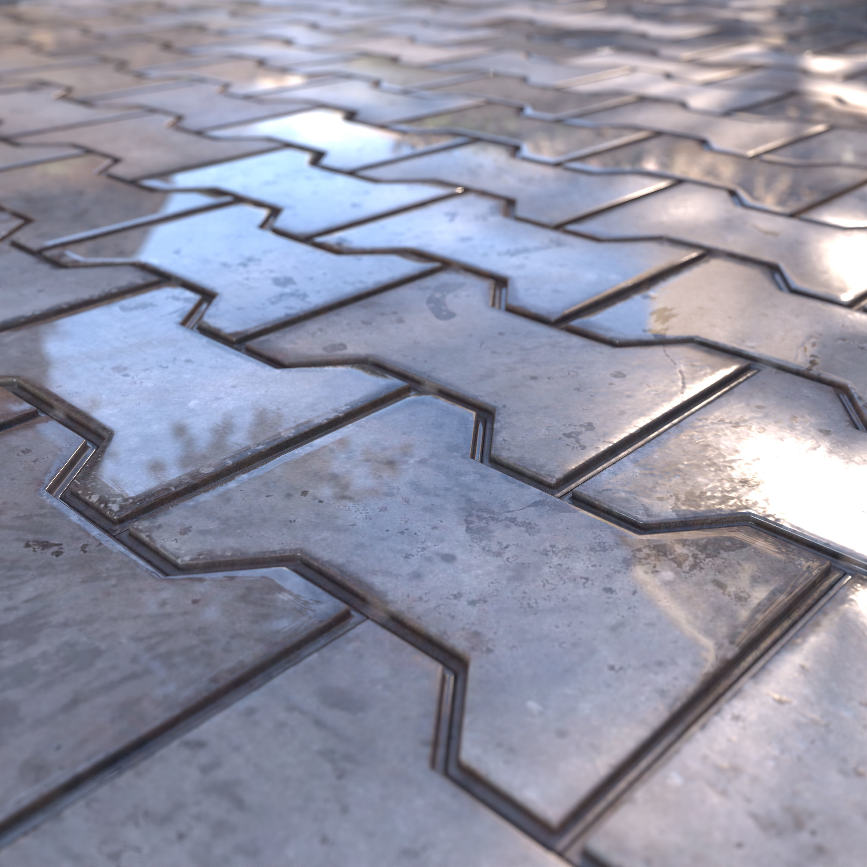 stone walkway paving 3d model - set 001 3D model_4