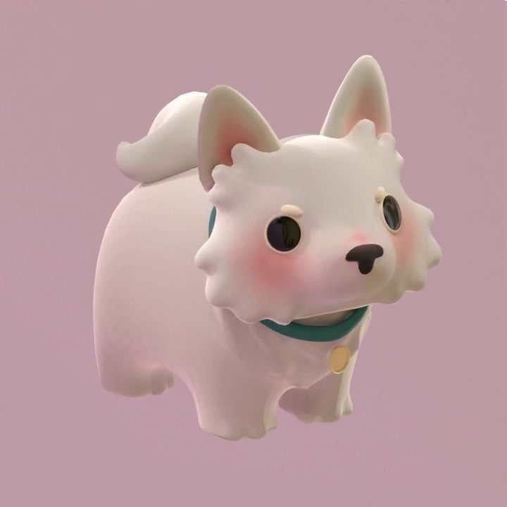 Animated Cartoon Dogs Set  Low-poly 3D model_4