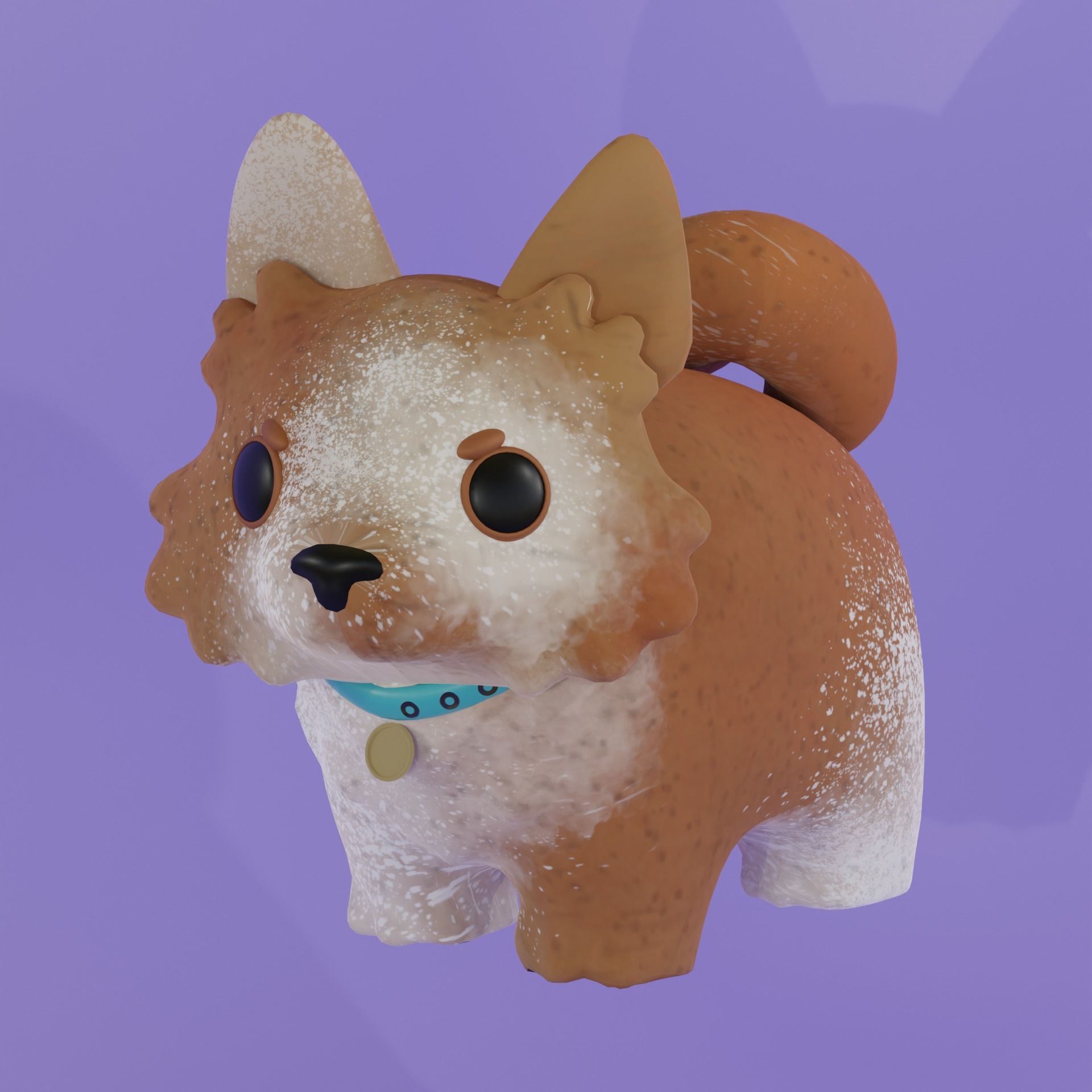 Animated Cartoon Dogs Set  Low-poly 3D model_2