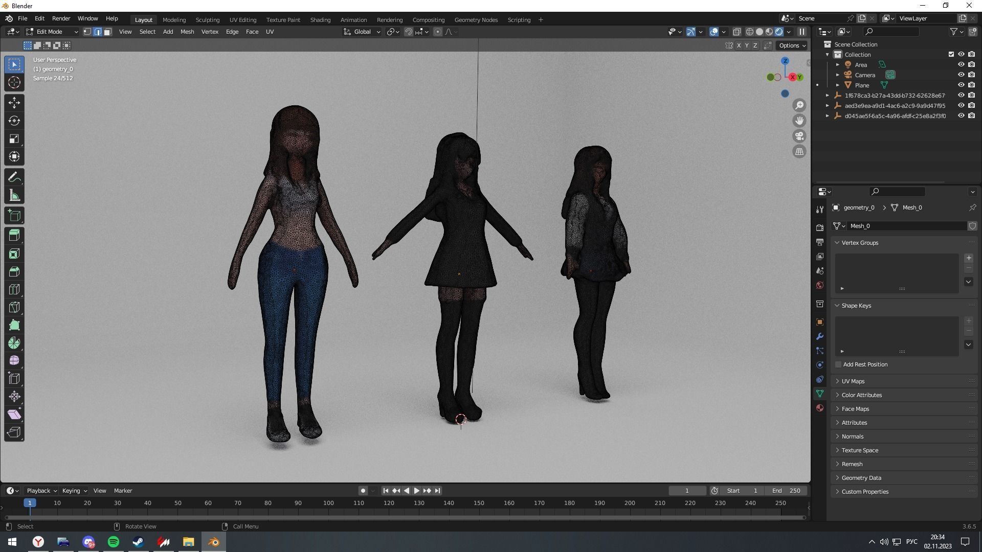 Low-poly girls Free low-poly 3D model_2