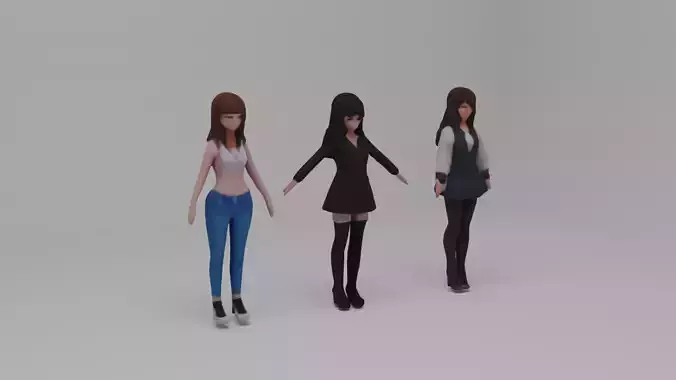 Low-poly girls