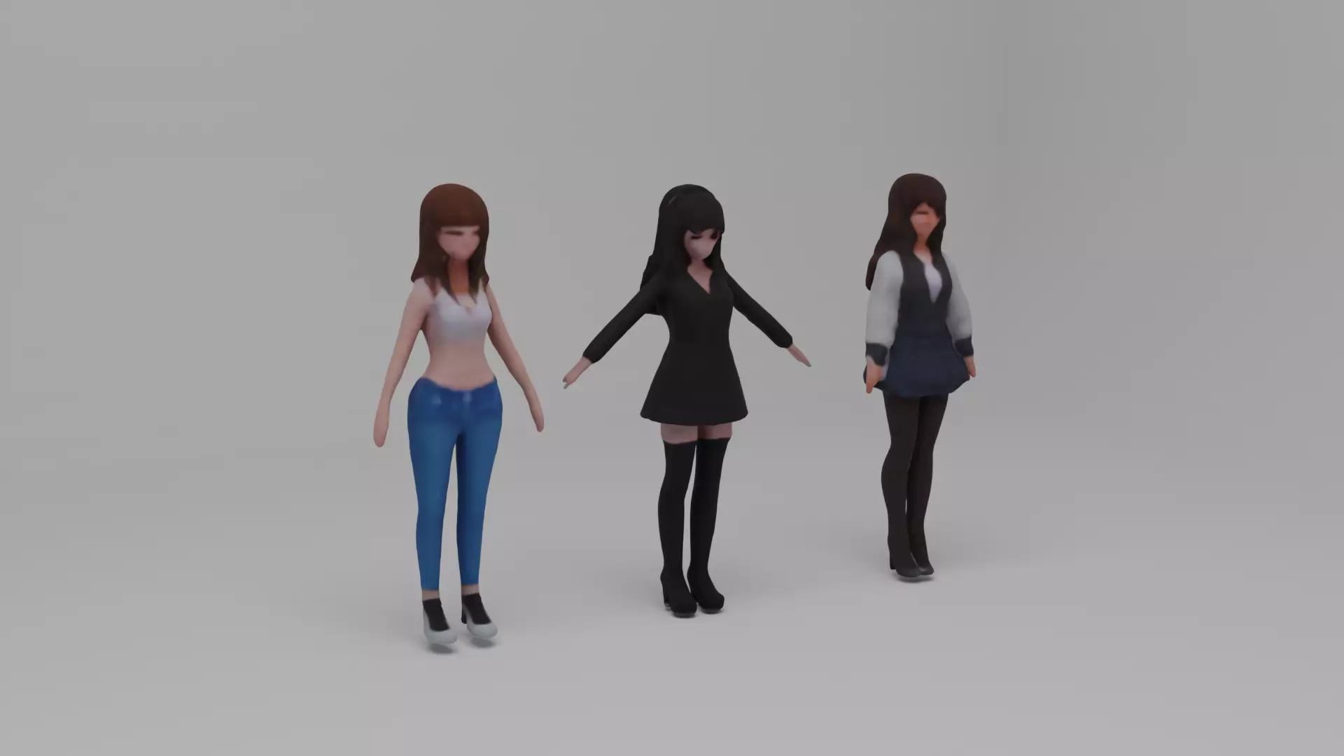 Low-poly girls Free low-poly 3D model_0