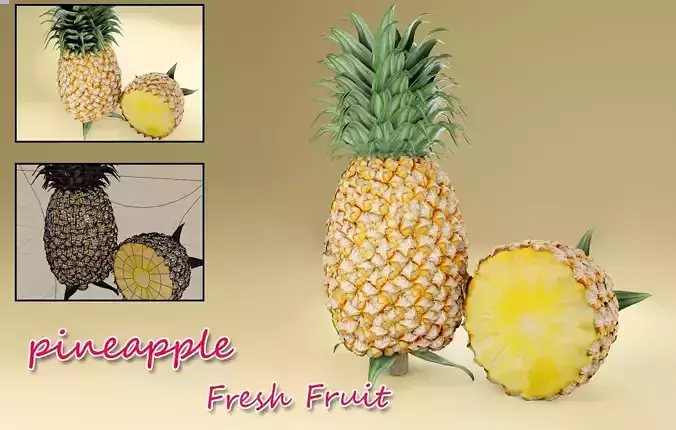  Fresh pineapple Fruit 3D model