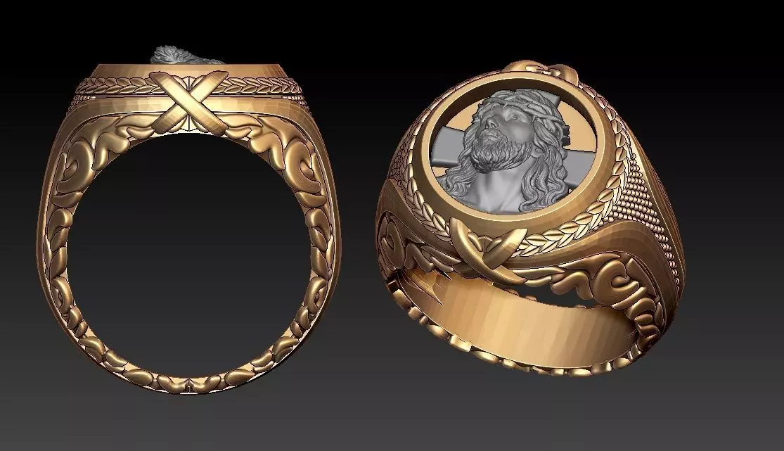 Jesus head Ring 3D print model_0
