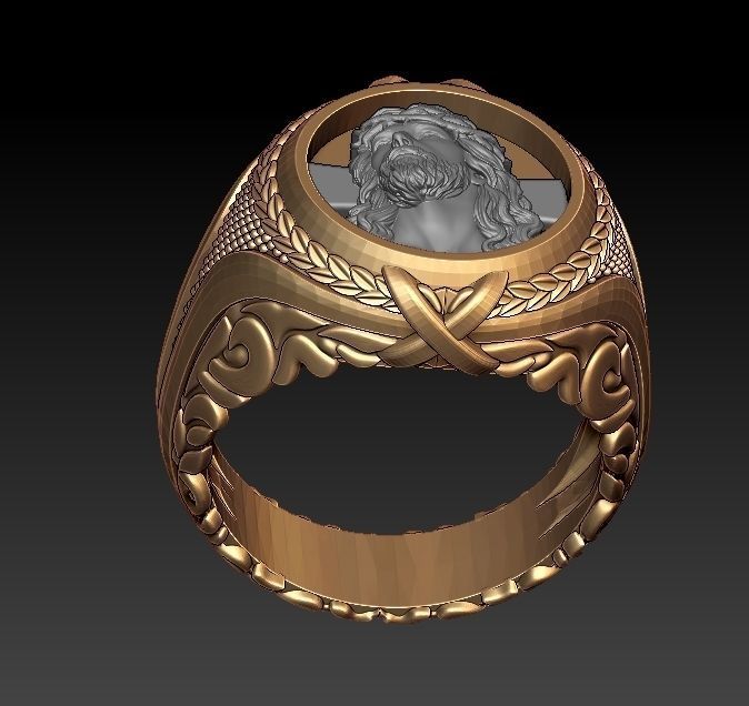 Jesus head Ring 3D print model_3