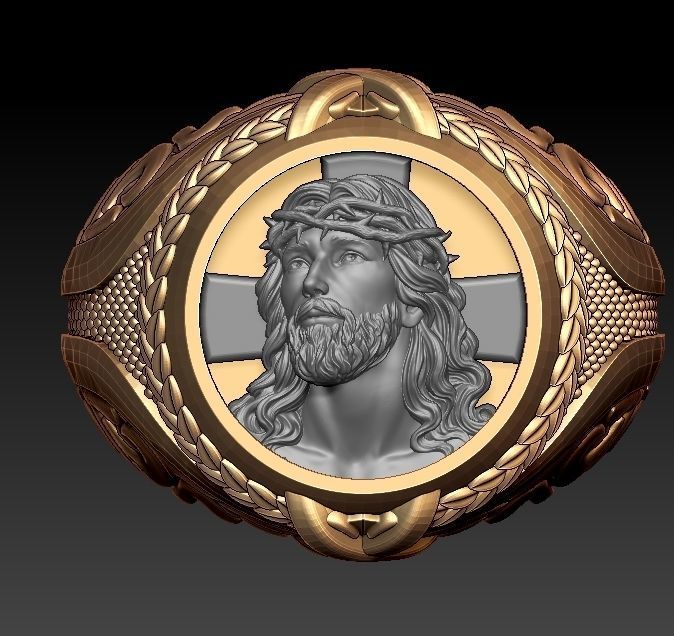 Jesus head Ring 3D print model_1