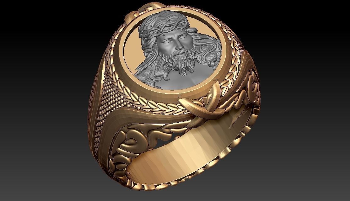 Jesus Head ring 3D print model_2