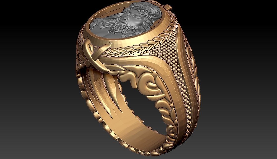 Jesus Head ring 3D print model_3