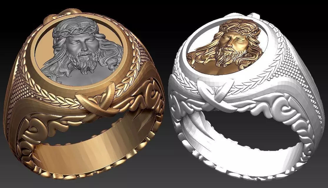 Jesus Head ring 3D print model_0