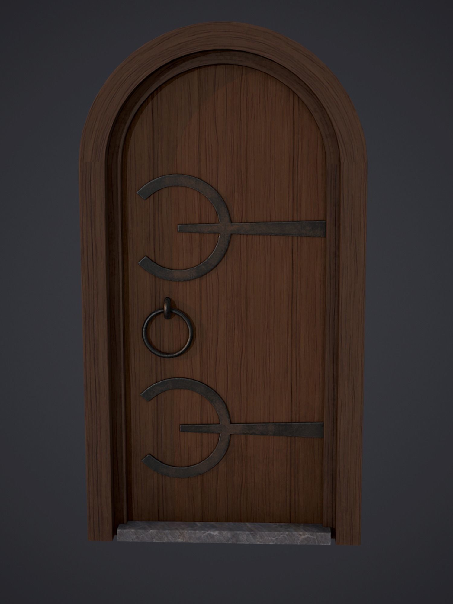 Medieval Arched Door Low-poly 3D model_3