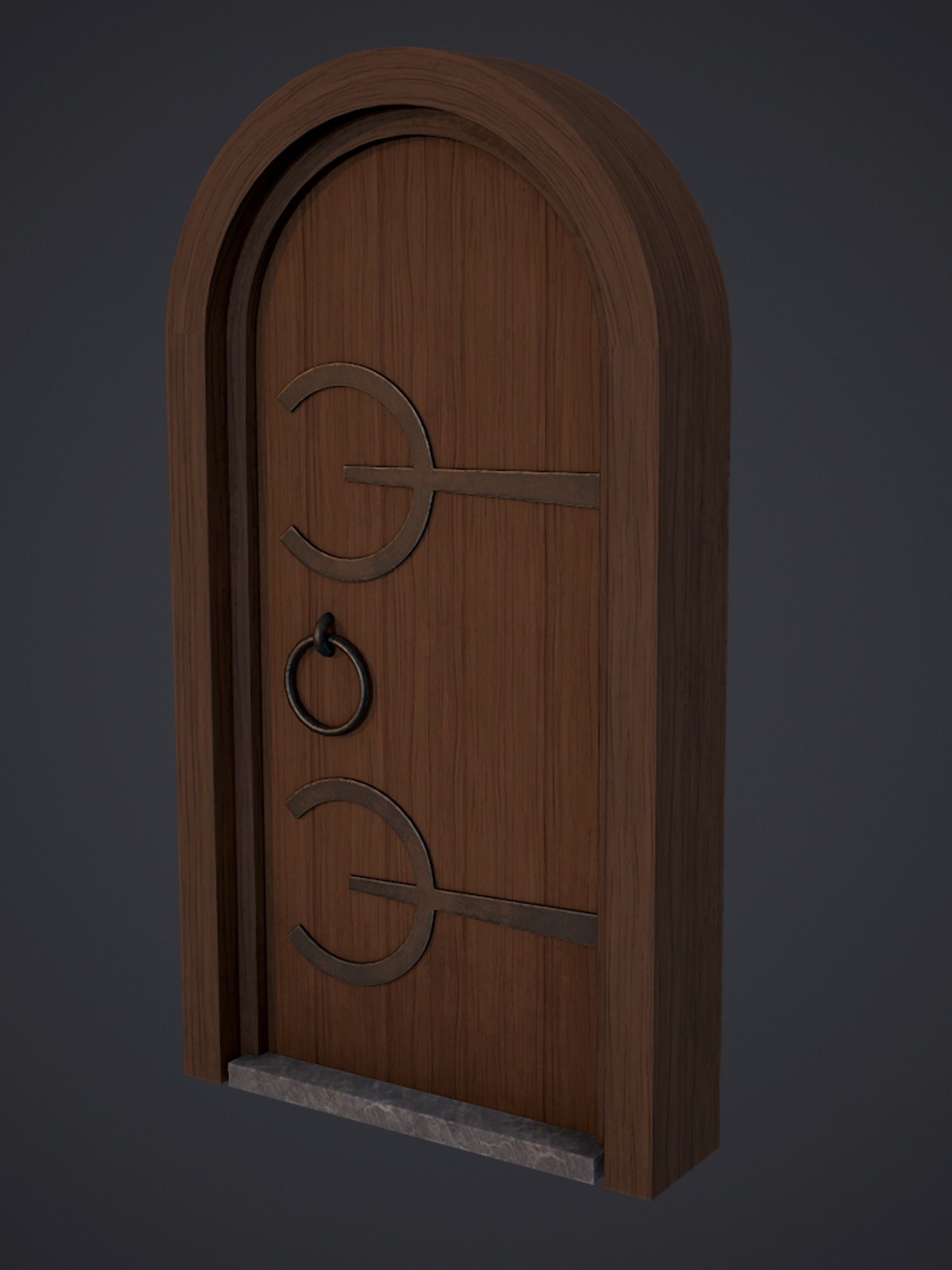Medieval Arched Door Low-poly 3D model_2