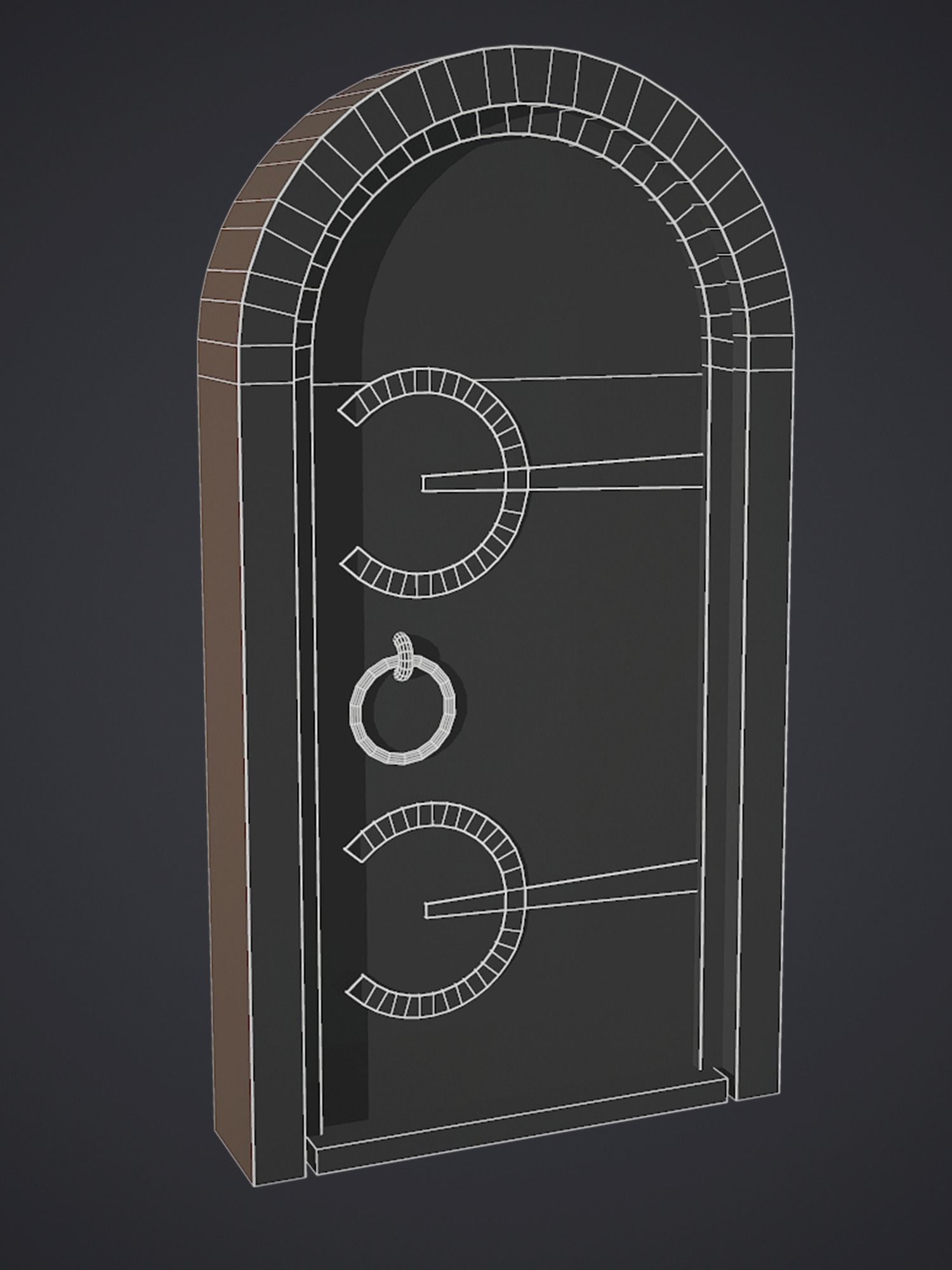 Medieval Arched Door Low-poly 3D model_7