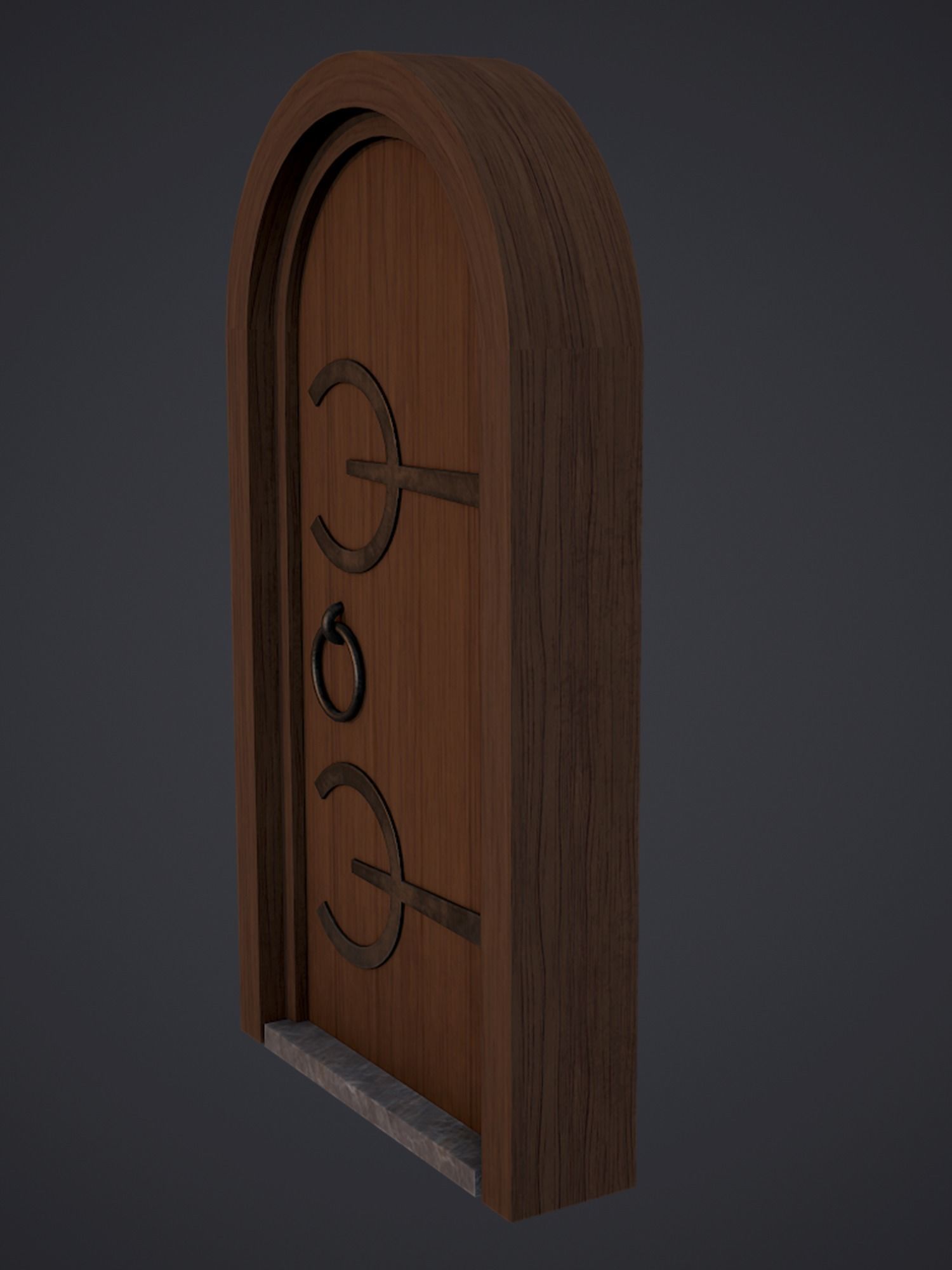 Medieval Arched Door Low-poly 3D model_4