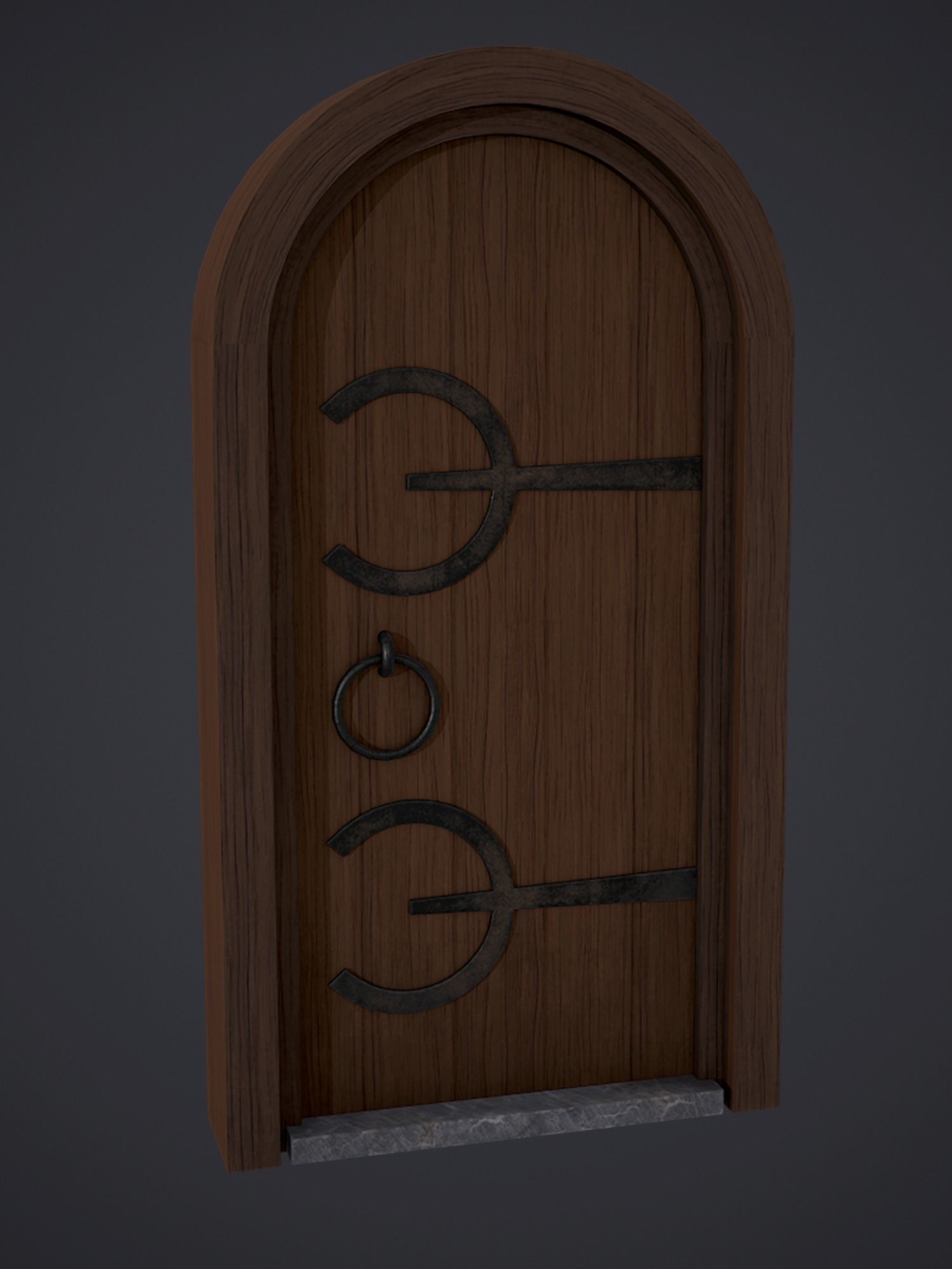 Medieval Arched Door Low-poly 3D model_1