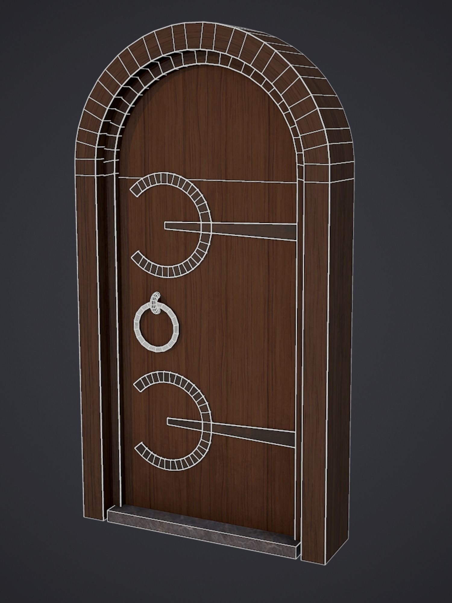 Medieval Arched Door Low-poly 3D model_6