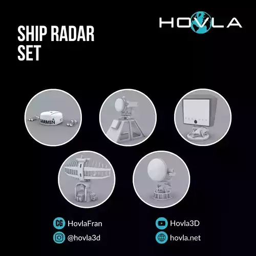 Ship Radar Set - 5 Models Low-poly 3D model