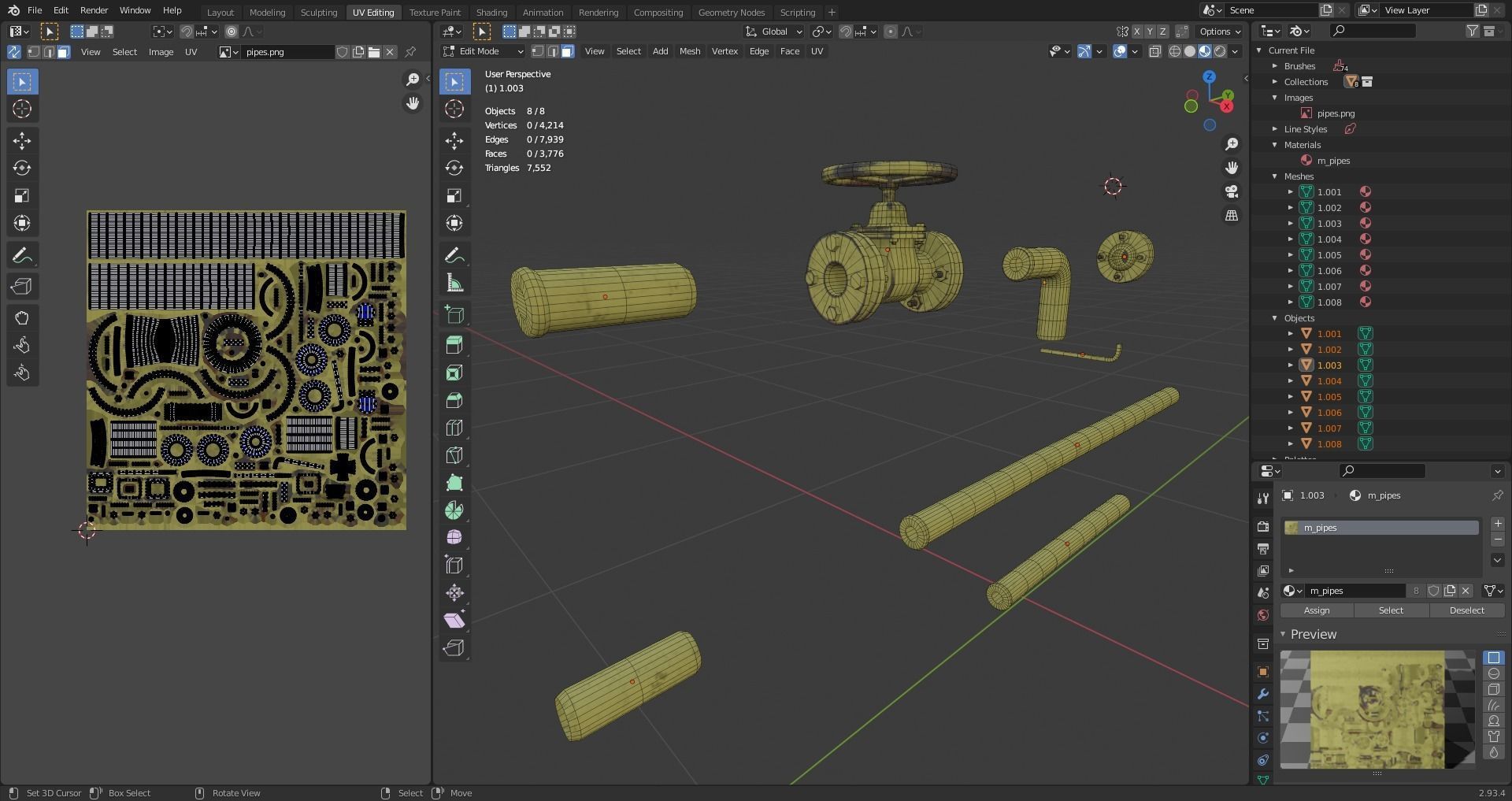 pipe set Low-poly 3D model_8